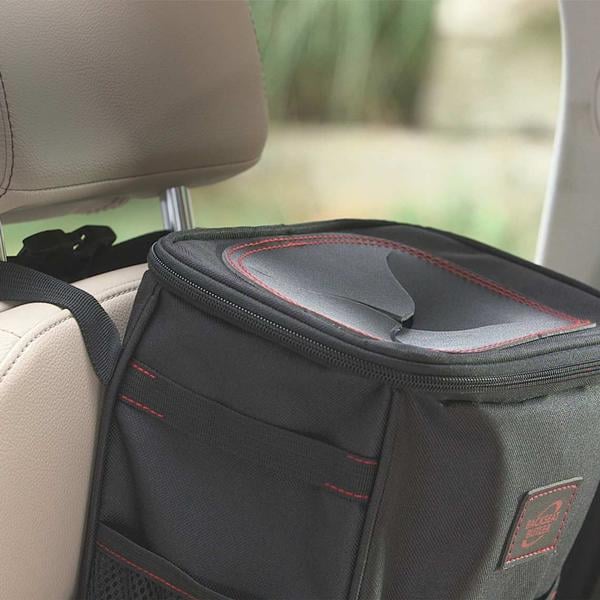 Cos de gunoi mini pentru masina, organizator cu capac, etans, negru, 26 x 23 x 16 cm