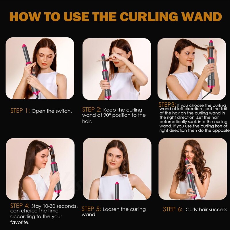 Set perie de par 5 in 1, 1000W, cu capete detasabile, design portabil, 32x15x5cm