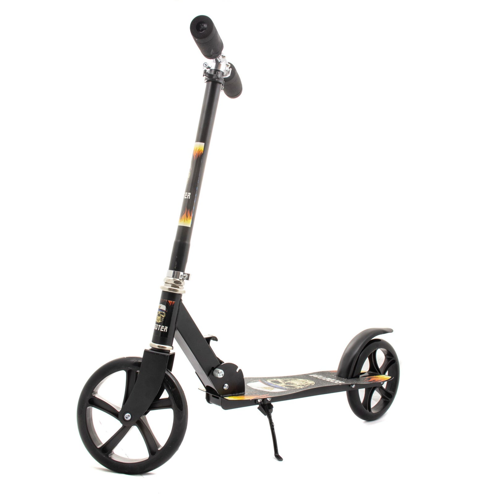 Trotineta pliabila pentru copii 10-16 ani, reglabila pe 3 inalțimi, roti mari din plastic și metal, 86x35x93/98/103 cm, Negru