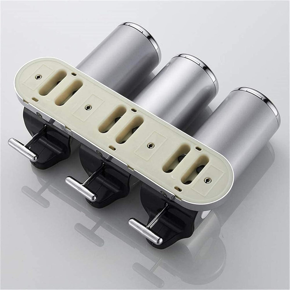 Set dispenser gel de dus, sampon, sapun lichid, balsam sau conditioner pentru baie, bucatarie, hotel, 3 X 500 ml, argintiu