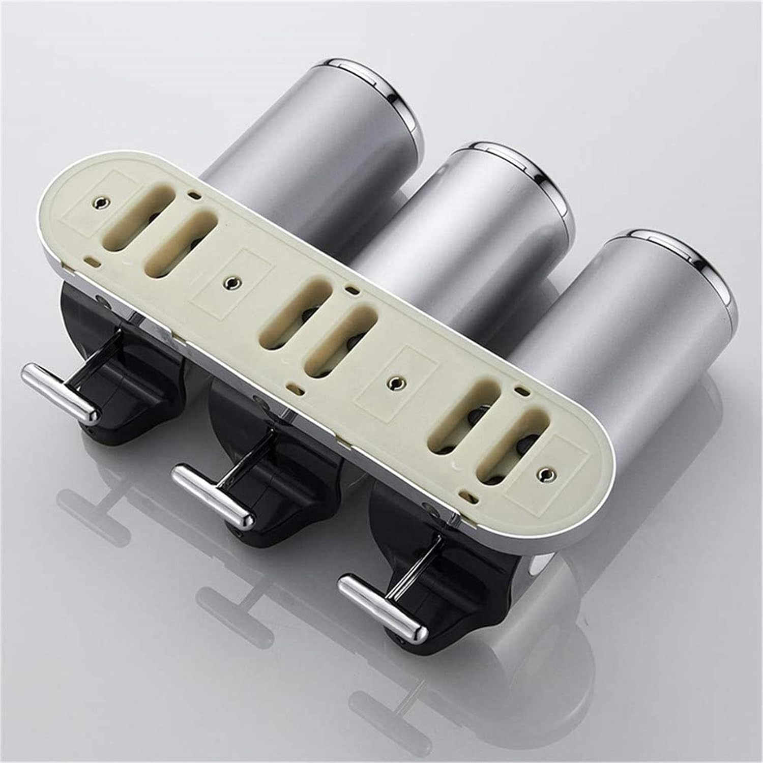 Set dispenser gel de dus, sampon, sapun lichid, balsam sau conditioner pentru baie, bucatarie, hotel, 3 X 500 ml, argintiu