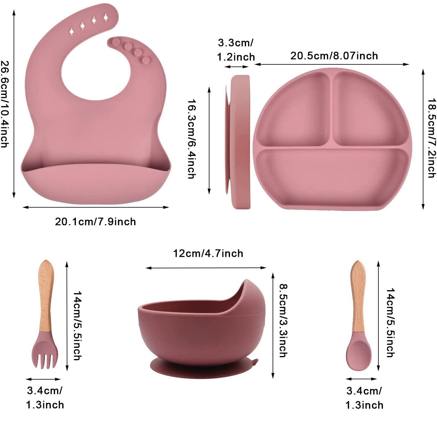 Set hranire bebelusi  8 piese, termorezistente, silicon, fara BPA, pliabile, usor de curatat