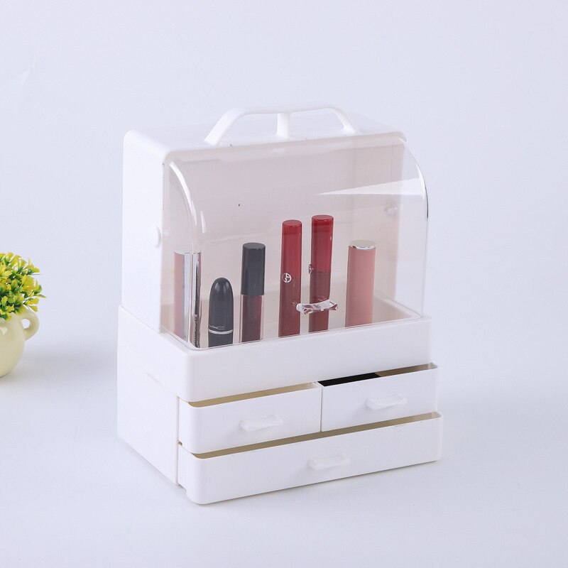 Organizator Cosmetice cu Capac Glisant Transparent si 3 Sertare