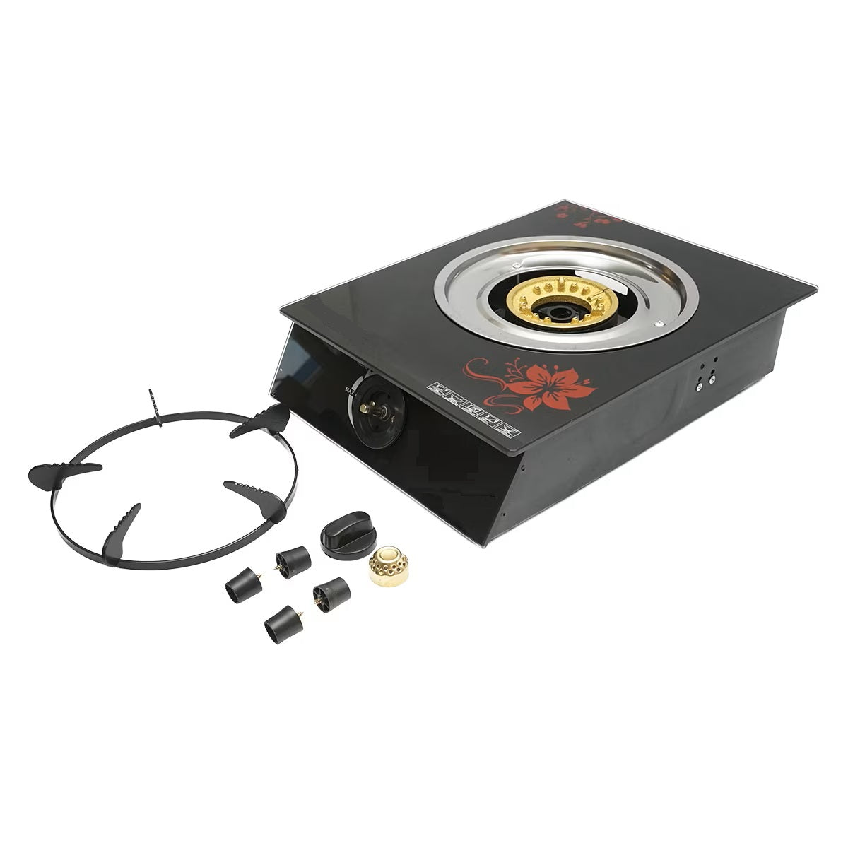 Aragaz din sticla securizata, 1 ochi din fonta, aprindere pe quartz, negru