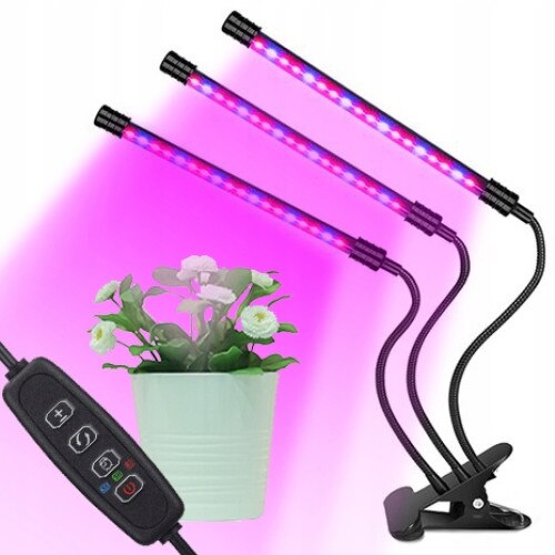 Lampa de crestere pentru plante cu 3 Panouri LED, timer si telecomanda, rezistenta la apa, 30W
