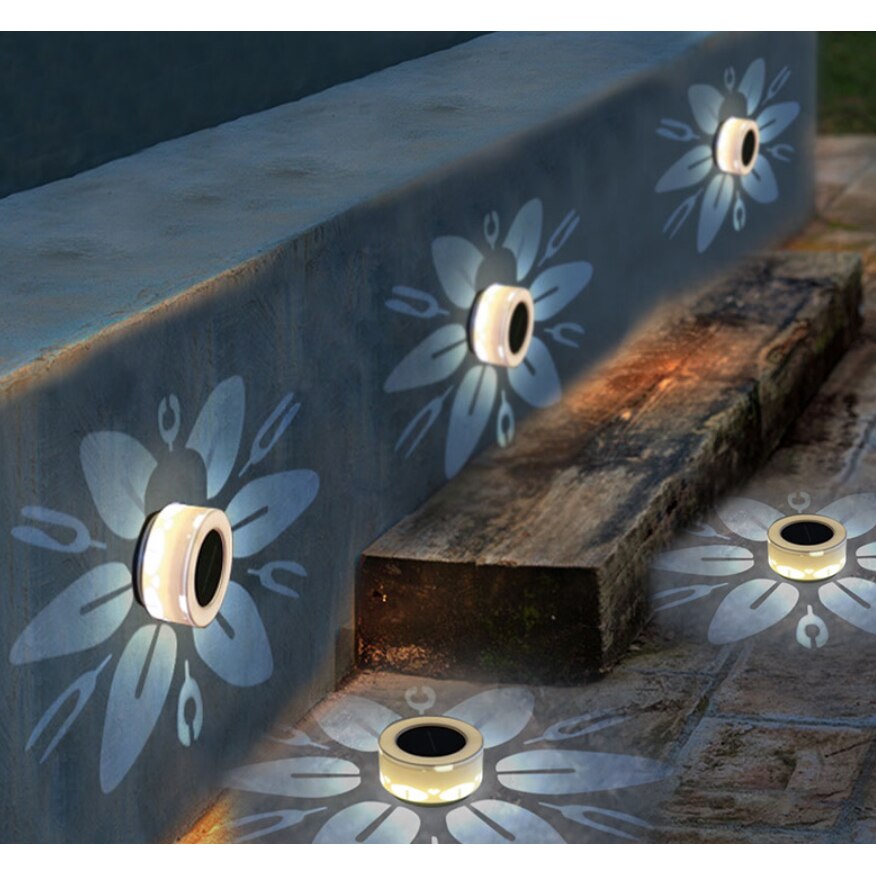 Lampa solara LED decorativa cu proiectie floare, IP65, 5W, alb rece, dimensiuni 12.5 x 6.5 cm