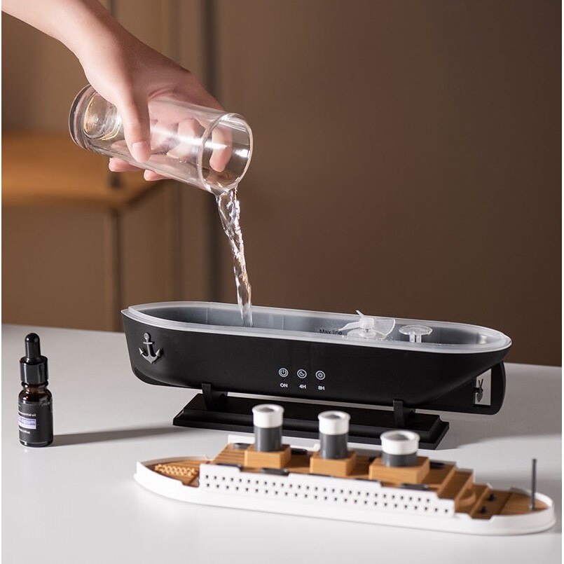 Umidificator de aer si difuzor, 6 lumini, capacitate 250 ML, functionare silentioasa, 2 moduri vaporizare, Negru