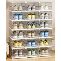 Set 4 cutii organizatoare pentru incaltaminte, pliabile, design transparent, 34.5x25.5x105cm, alb - imagine 3