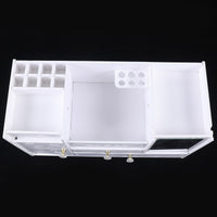 Organizator cosmetice si bijuterii cu sertare si oglinda machiaj, PVC, alb - imagine 6