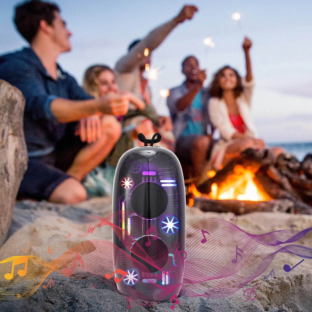 Boxa Portabila Bluetooth, Design Transparent cu Lumini RGB si Sunet Puternic