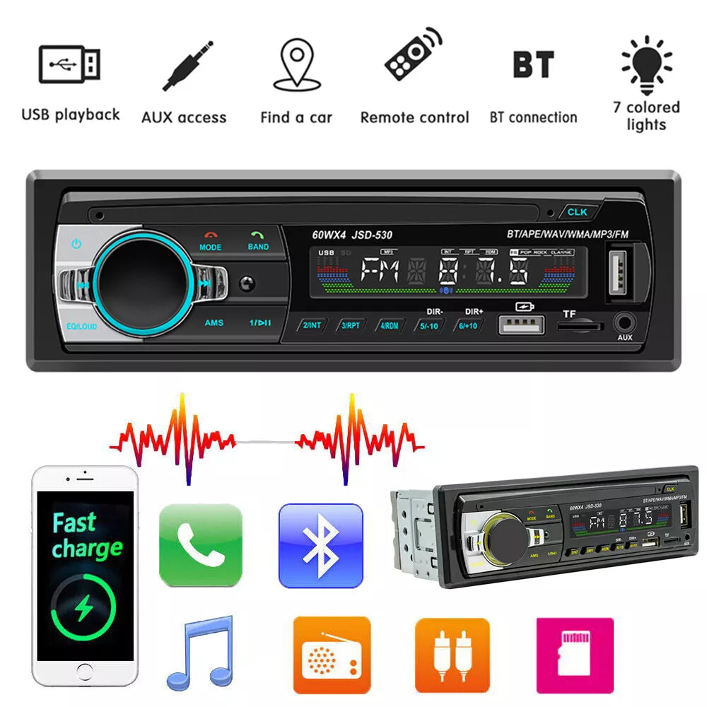Radio Auto Digital Stereo cu Bluetooth și MP3, telecomanda, JSD-530
