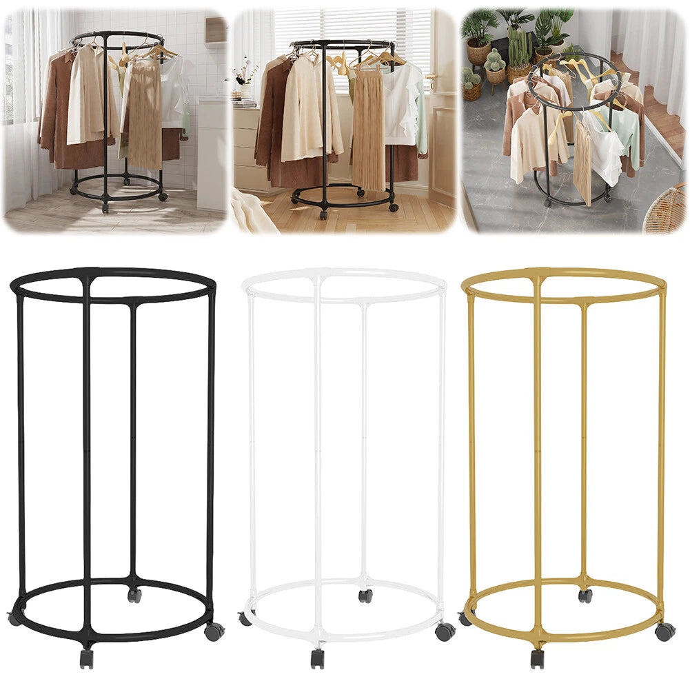 Suport rotund din oțel Inoxidabil pentru haine, cu roti, finisaj cromat, capacitate 40 kg