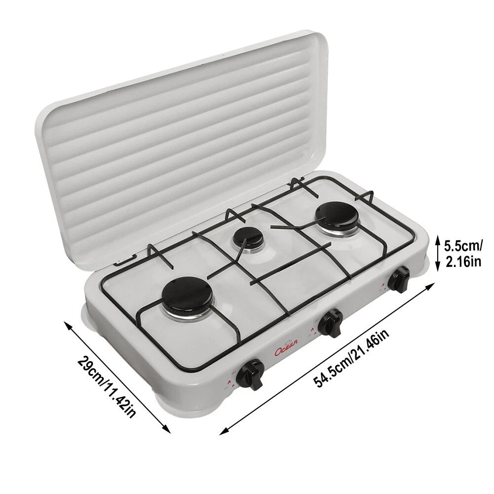 Aragaz portabil pe gaz cu 3 arzatoare – camping si uz casnic