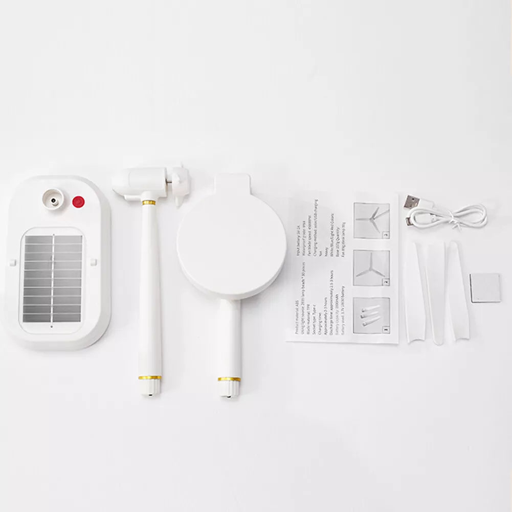 Lampa ventilator 2-în-1 cu panou solar și USB