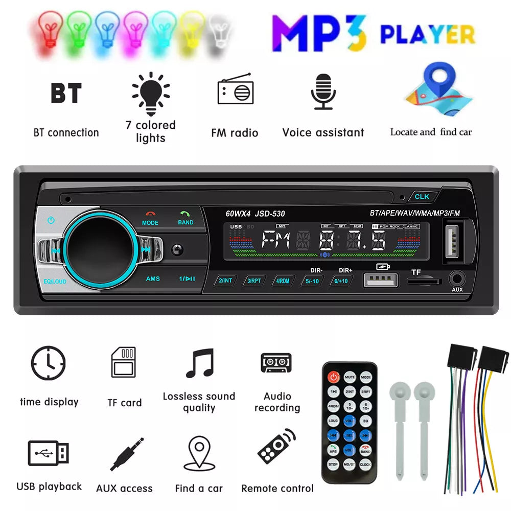 Radio Auto Digital Stereo cu Bluetooth și MP3, telecomanda, JSD-530