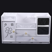 Organizator cosmetice si bijuterii cu sertare si oglinda machiaj, PVC, alb - imagine 12