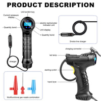 Compresor auto portabil multifunctional, 12V, 10 bari, afișaj digital LED, alimentare la bricheta masinii - imagine 10