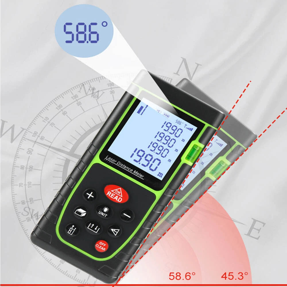 Telemetru laser 100m, Ecran LCD, precizie +/- 1.5mm, protectie IP54, calcul suprafata, calcularea volumelor, functii multiple, Negru