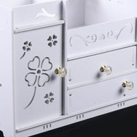 Organizator cosmetice si bijuterii cu sertare si oglinda machiaj, PVC, alb - imagine 10