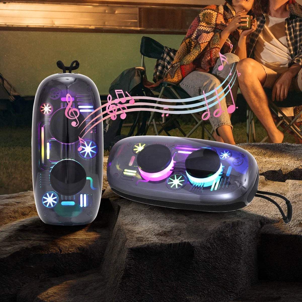 Boxa Portabila Bluetooth, Design Transparent cu Lumini RGB si Sunet Puternic