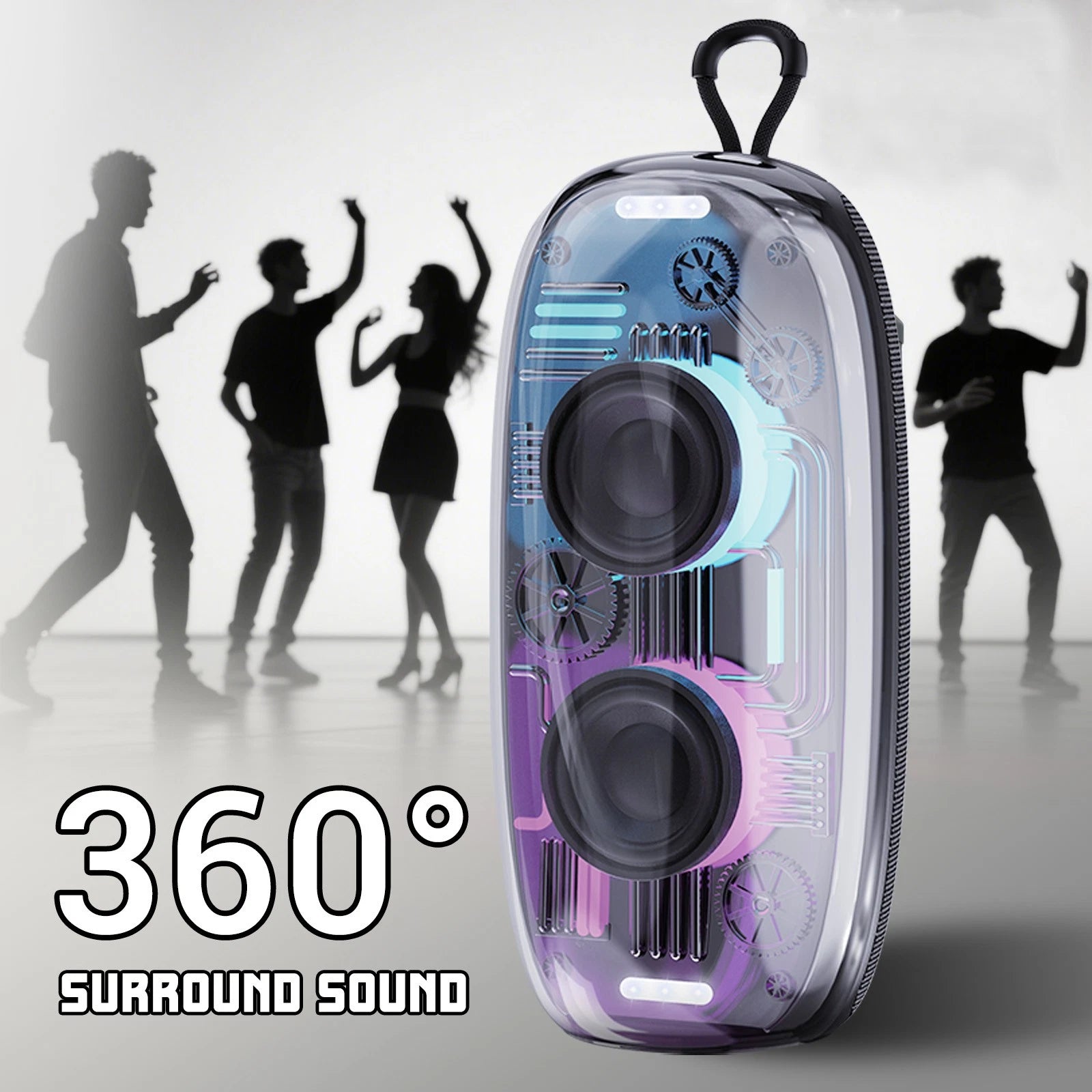 Boxa Portabila Bluetooth, Design Transparent cu Lumini RGB si Sunet Puternic