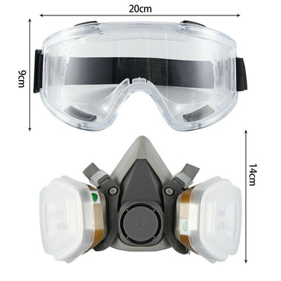 Masca de protectie cu ochelari pentru vopsit, gaze si praf, cu 2 filtre interschimbabile din bumbac KN95