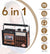 Radio retro portabil FP-319BT, 6 în 1 – Casetofon, MP3, Bluetooth, USB/SD, FM/AM/SW, Negru
