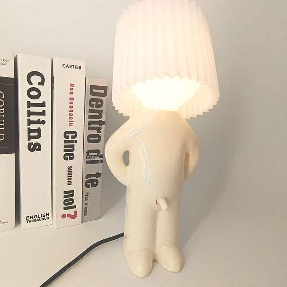 Lampa de birou „Little Shy Man” – Design creativ cu LED cald, pentru decor amuzant și modern