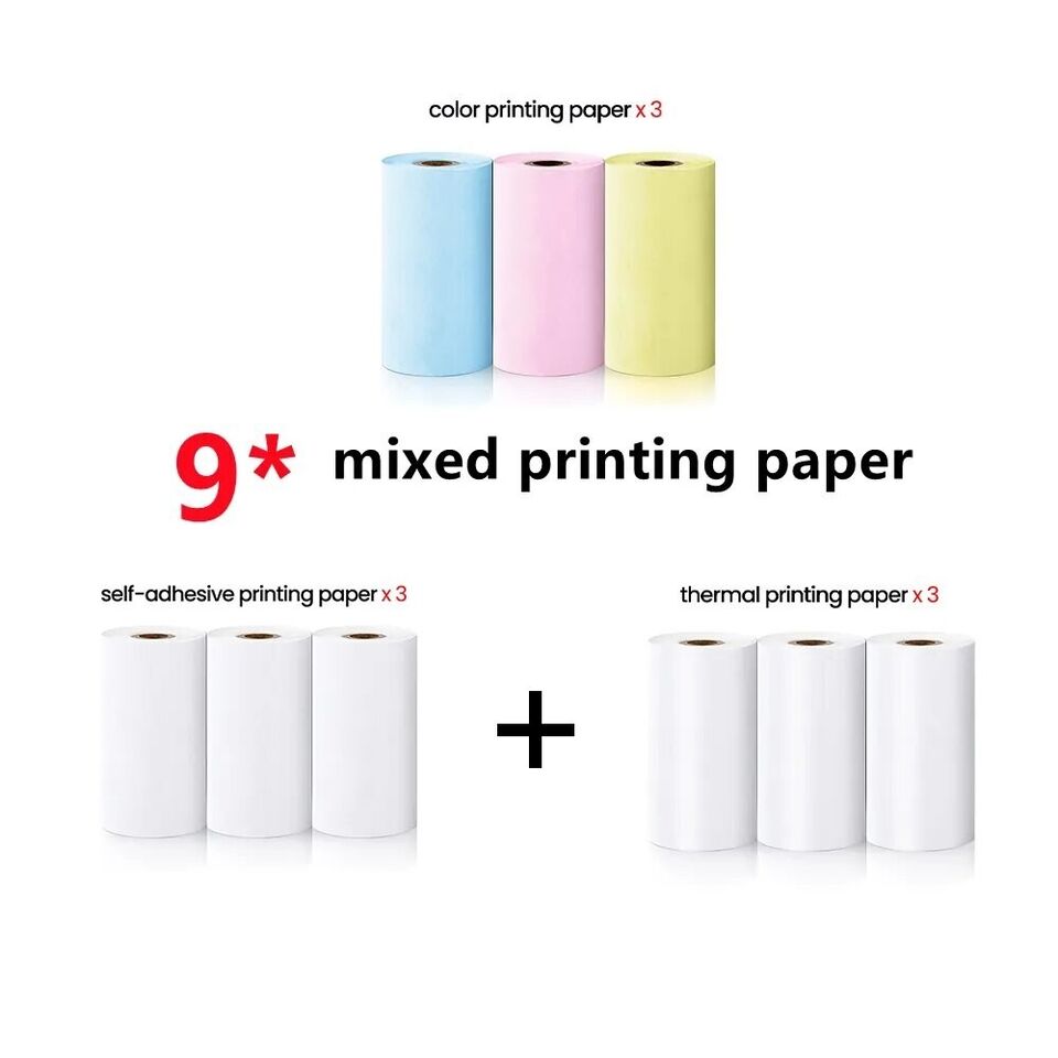 Set 9 role hartie termica pentru imprimanta termica sau casa de marcat, 57x25mm