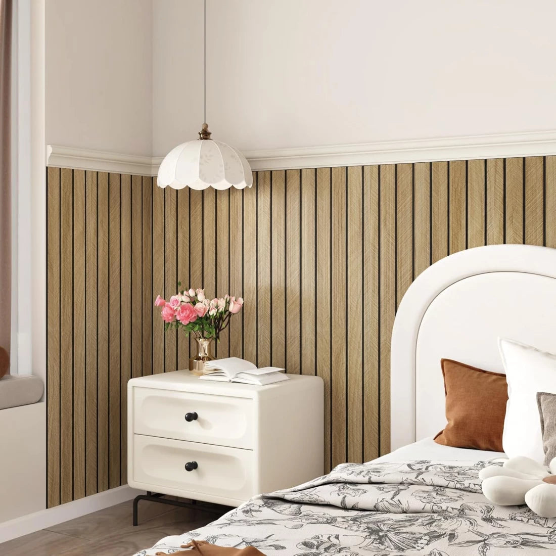 Tapet decorativ autoadeziv, aspect lemn vertical, 30x60cm, model 3D modern, pentru perete interior