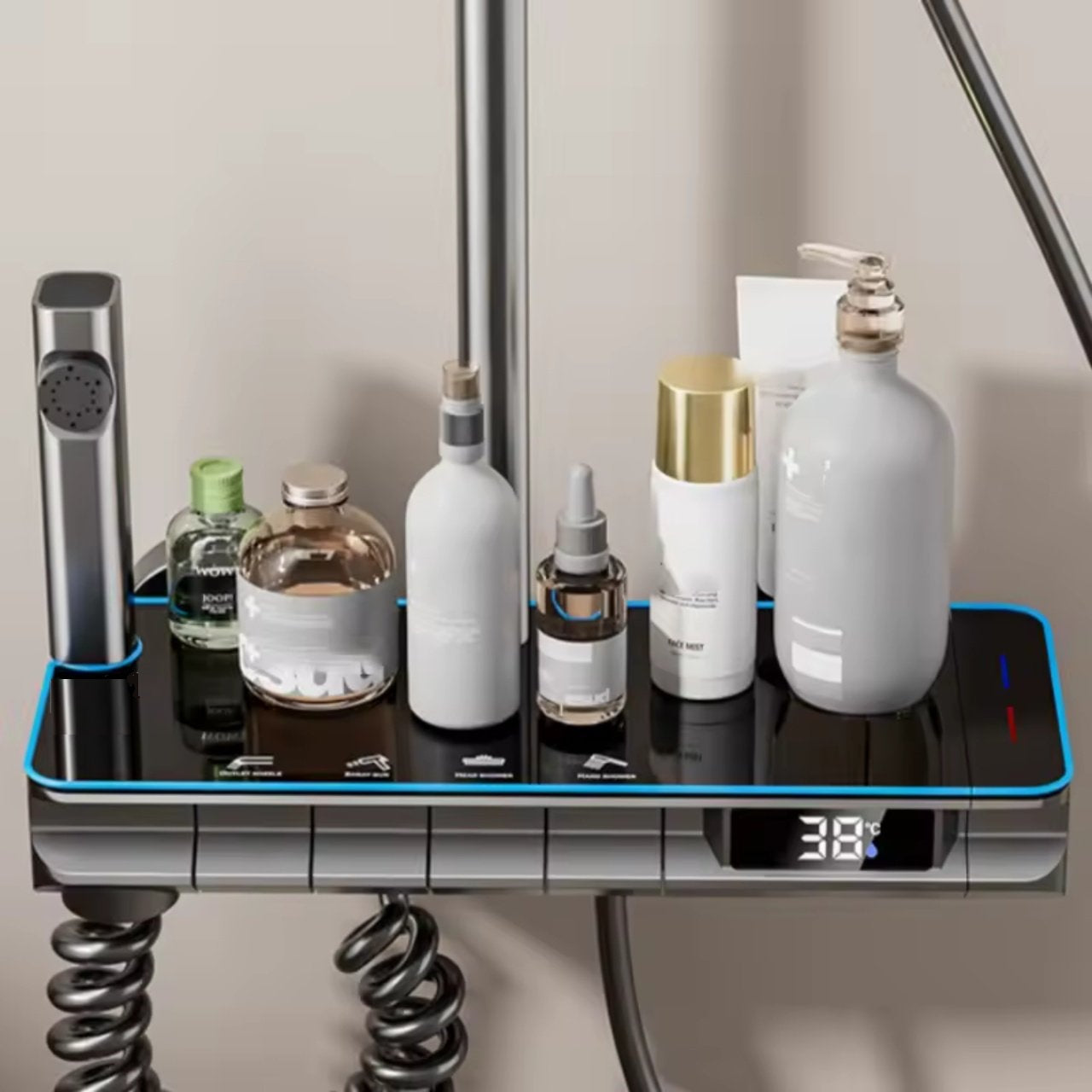 Set coloana de dus cu afișaj LED si comenzi Piano,finisaj Gri-Negru Mat