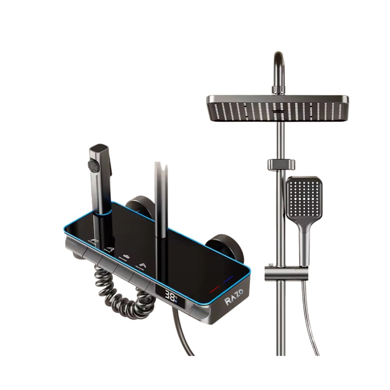 Set coloana de dus cu afișaj LED si comenzi Piano,finisaj Gri-Negru Mat