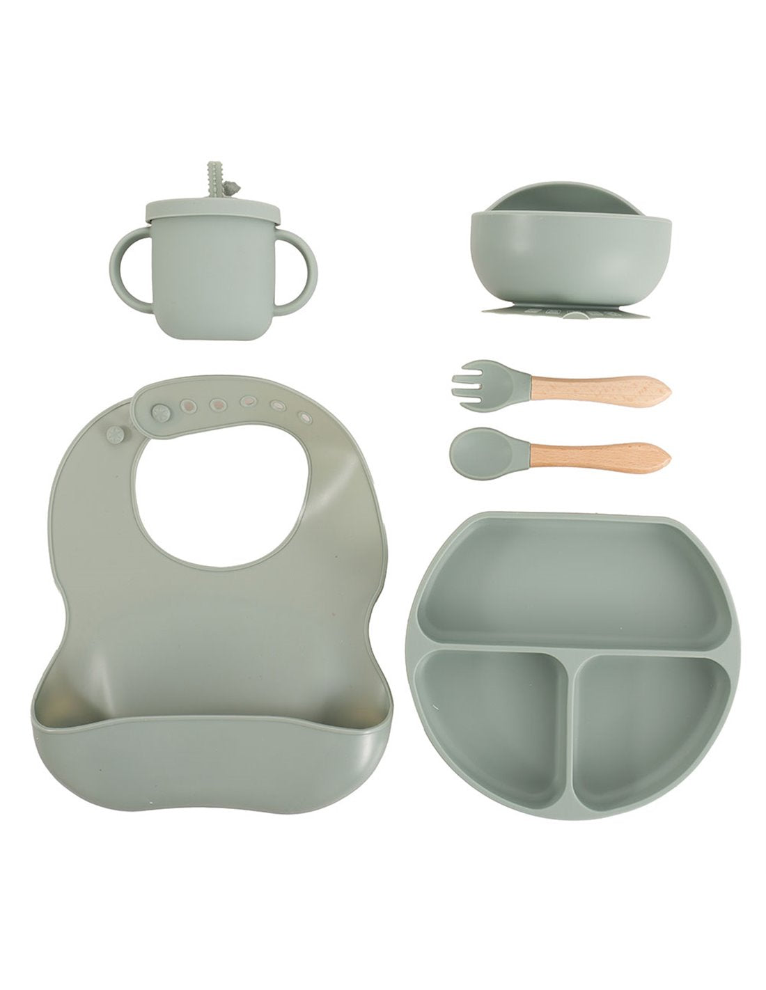 Set hranire bebelusi  8 piese, termorezistente, silicon, fara BPA, pliabile, usor de curatat