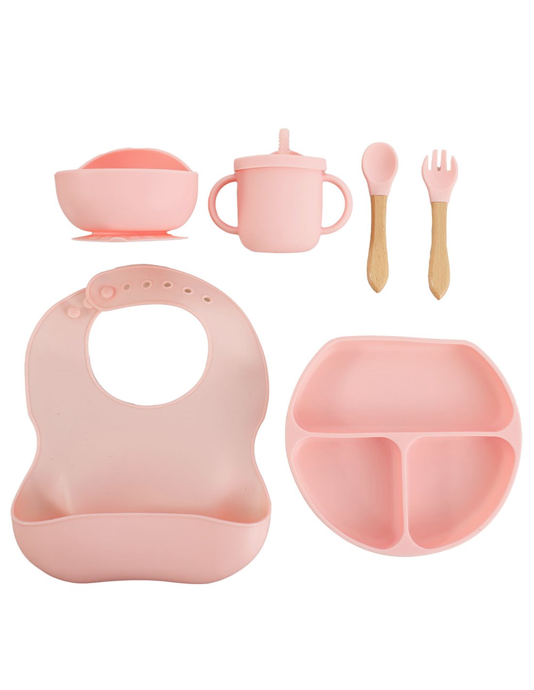 Set hranire bebelusi  8 piese, termorezistente, silicon, fara BPA, pliabile, usor de curatat