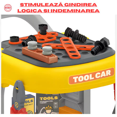 Set Troler de jucarie cu unelte de inginerie pentru copii