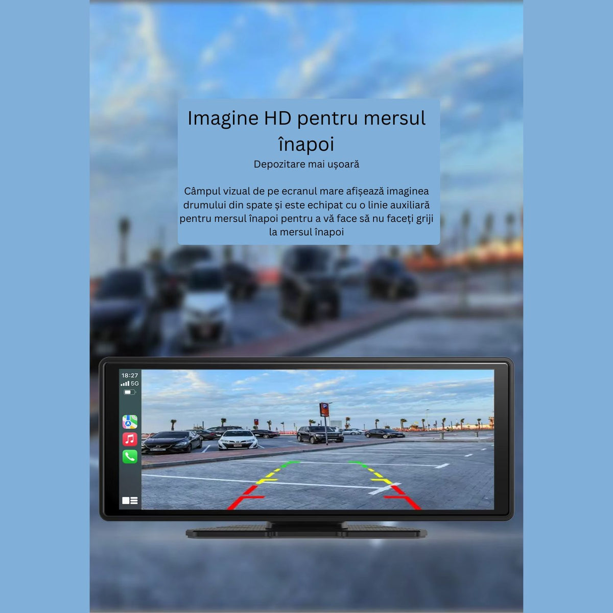 Sistem DVR auto cu ecran tactil 10.26 inch, CarPlay, recorder dual fata 4K si spate 1K, camera marsarier