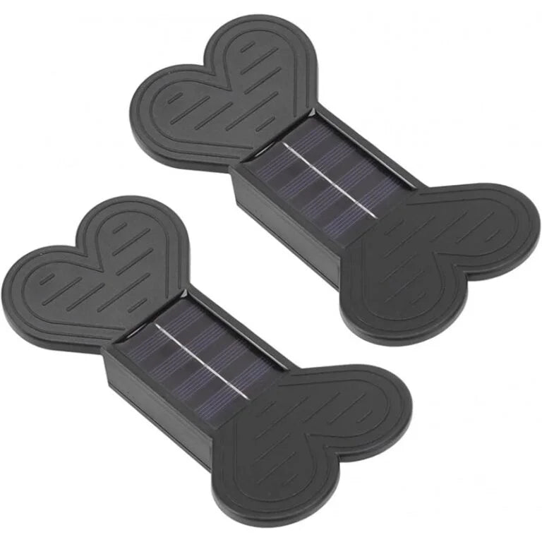 Set 2 Lampi Solare LED pentru perete,cu design decorativ in forma de os, lumina calda, ABS, pentru gradina