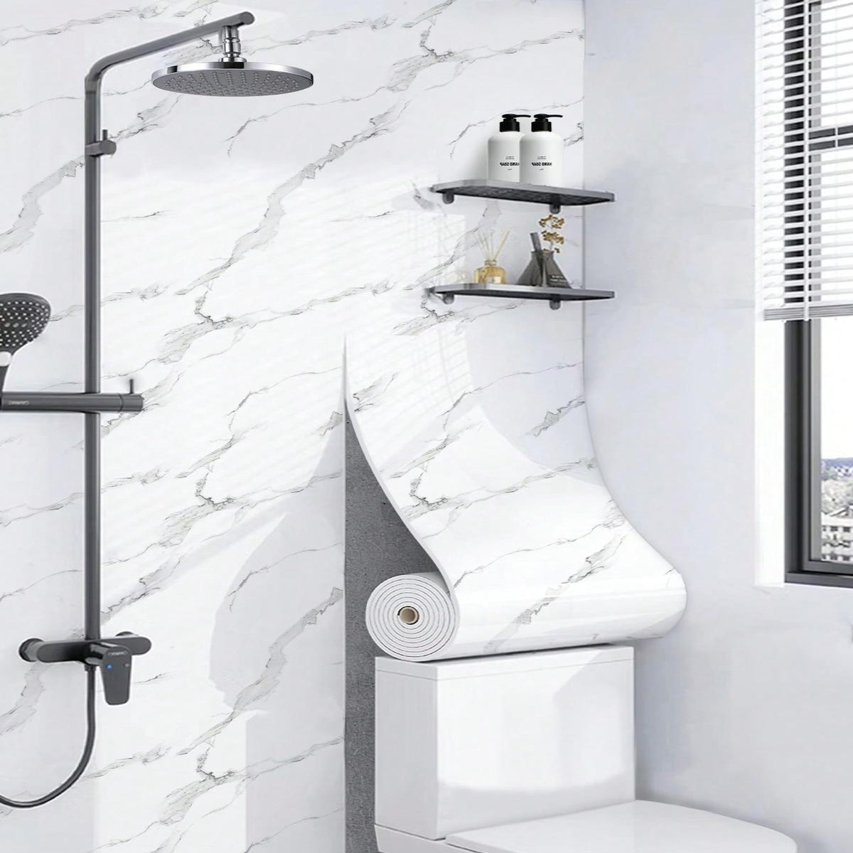 Rola Tapet 3D Autoadeziv, model imitatie marmura 3D, 40x300 cm, rezistent la apa