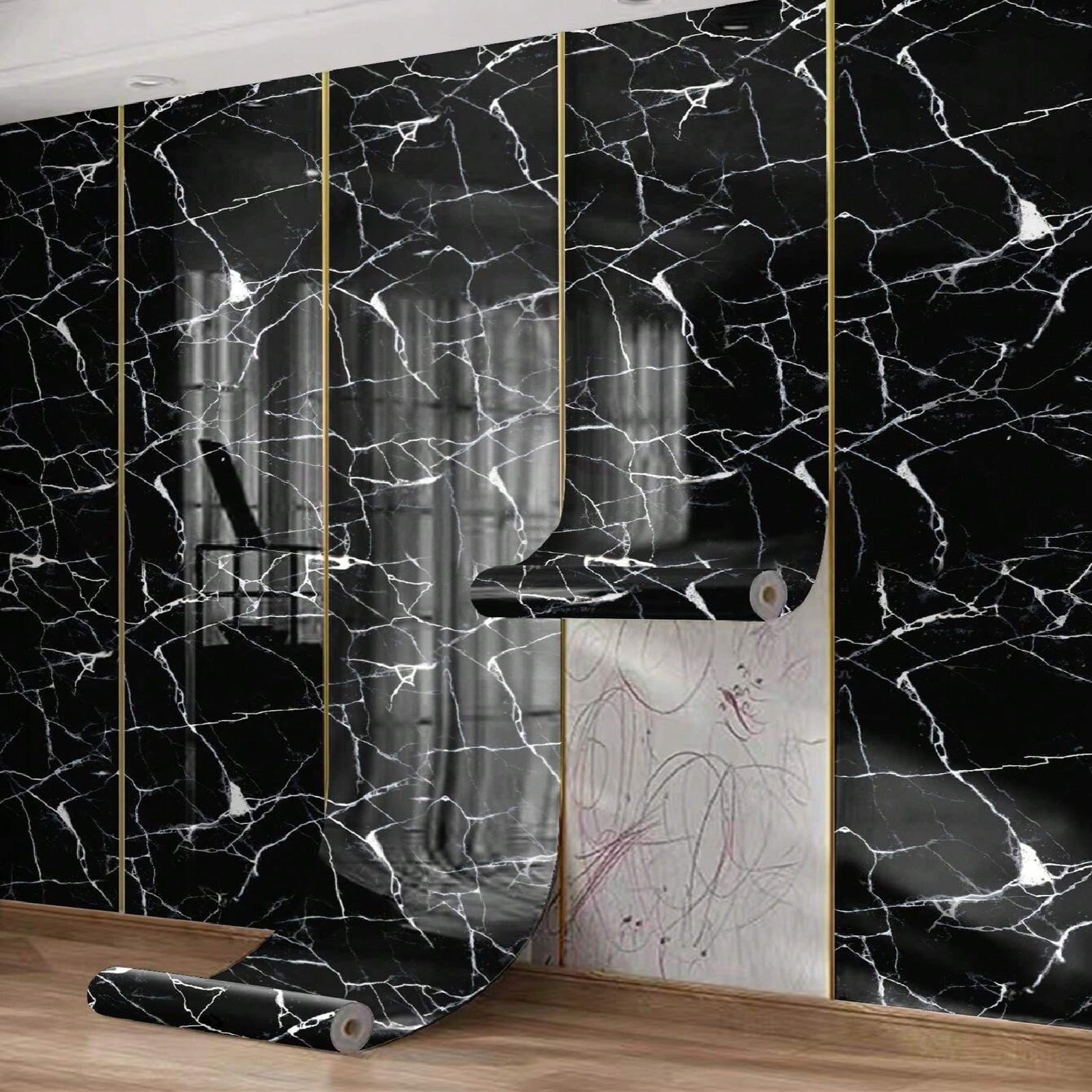 Rola Tapet 3D Autoadeziv, model imitatie marmura 3D, 40x300 cm, rezistent la apa