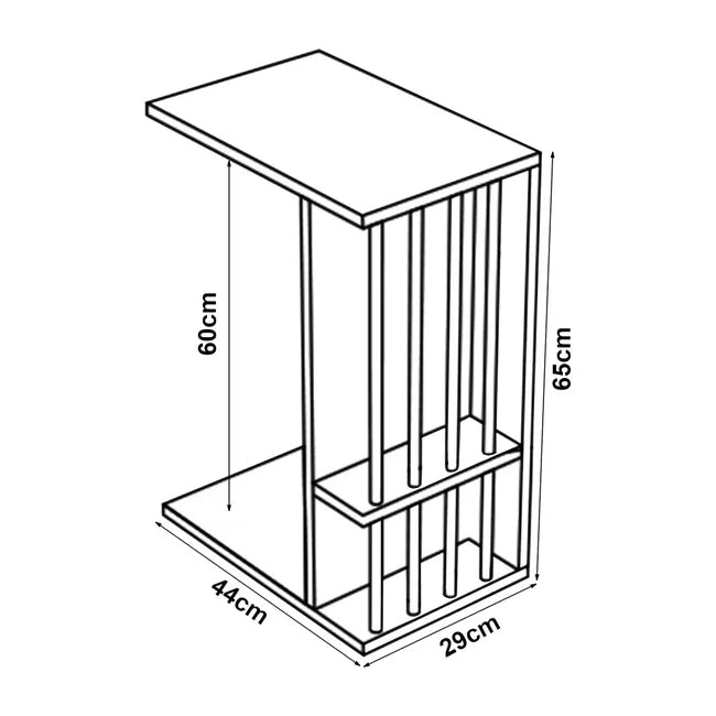 Masuta laterala cu roti, tip C, compacta, stil scandinav, 64 x 44 x 28,7 cm