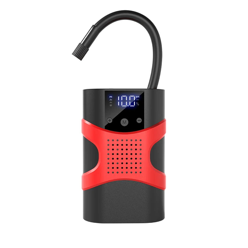 Starter auto multifunctional, portabil, 12000mAh powerbank, cu compresor, USB, afisaj LCD, lanterna, pornire auto