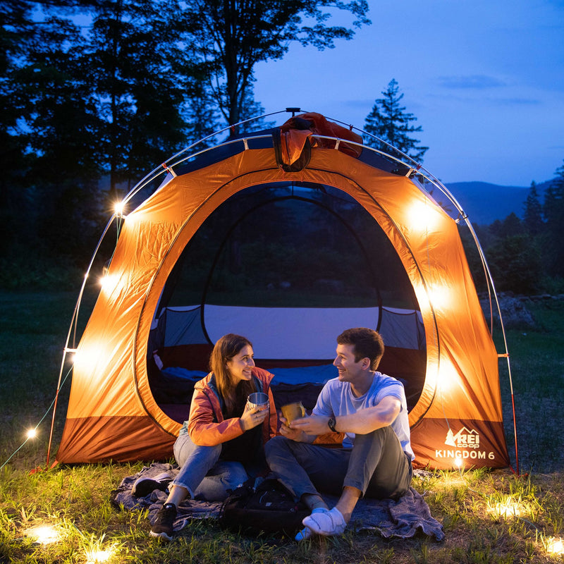 Ghirlanda solara pentru camping  cu 10 beculete led, lanterna si functie de baterie externa