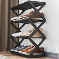 Suport depozitare și organizare pantofi, 4 rafturi, alb, metal și plastic, 58 cm - imagine 5