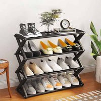 Suport depozitare și organizare pantofi, 4 rafturi, alb, metal și plastic, 58 cm - imagine 2