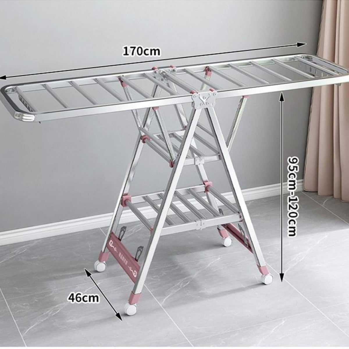 Suport pliabil metalic pentru uscat rufe 150x90x46 cm – organizator multifunctional, dublu nivel, economisitor de spatiu
