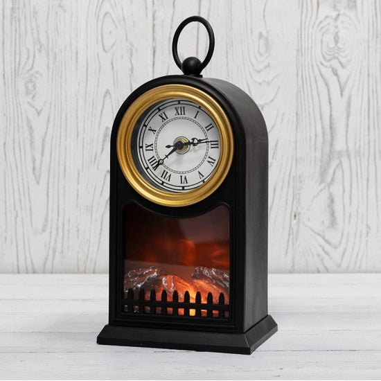 Ceas Vintage decorativ cu aspect de semineu, alimentare baterii si cablu