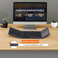 Tastatura pliabila ultra-subtire, touchpad incorporat cu 2 click-uri, wireless, compatibila cu Android, iOS, Smart TV