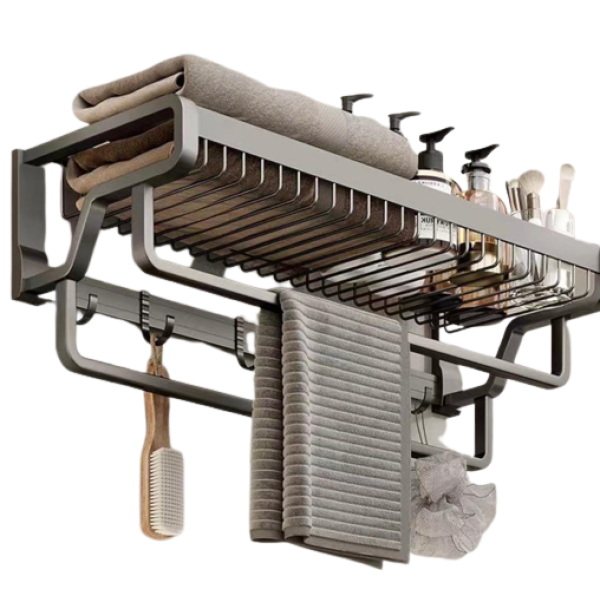 Suport dublu pentru prosoape – pliabil, cu 2 niveluri, din aluminiu și oțel carbon