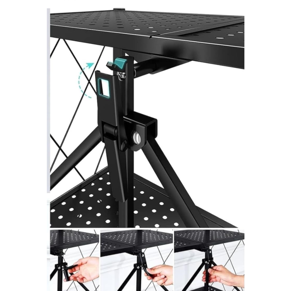 Raft depozitare, metalic, pliabil, pe roti, 3 polite,72 x 34 x 87 cm