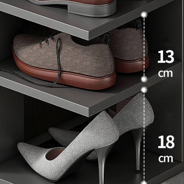 Pantofar cu 7 Etaje si Sertar Superior din PAL Gri 40 x 22 x 111 cm